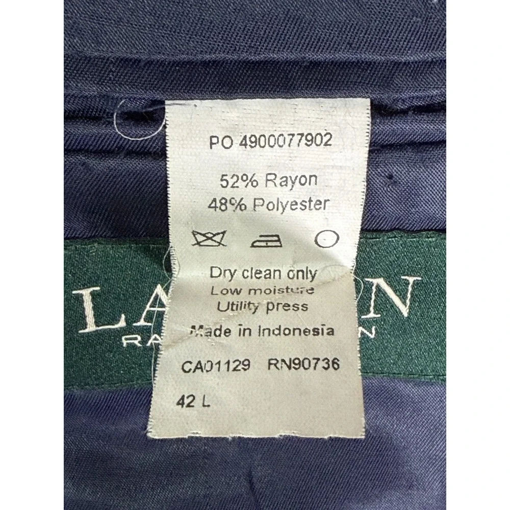 Lauren Ralph Lauren Men 42L Blue Houndstooth Glen Plaid Blazer Summer Blend